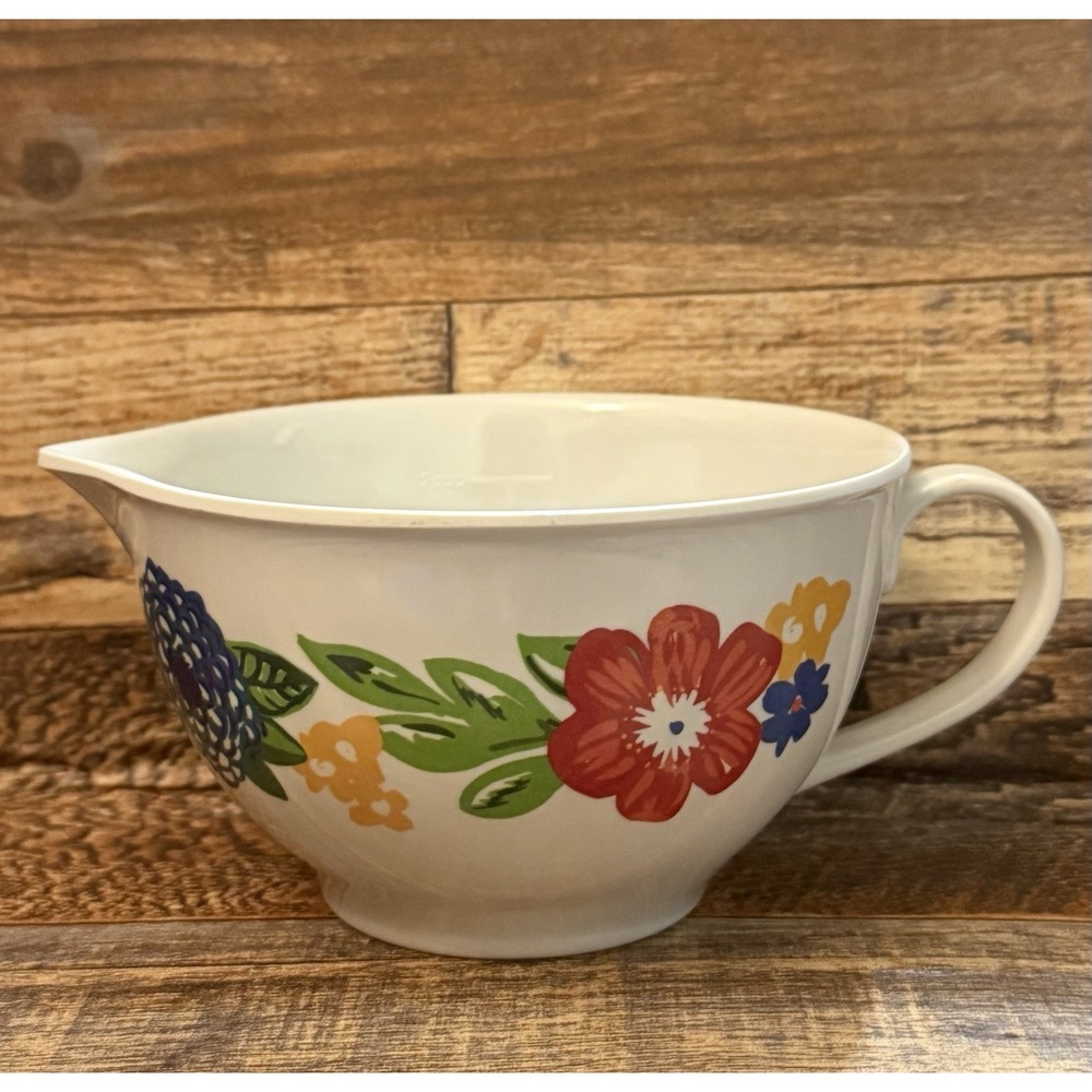 Pioneer Woman 2 Cup Melamine Batter Mixing Bowl Measuring Cup Vintage Floral